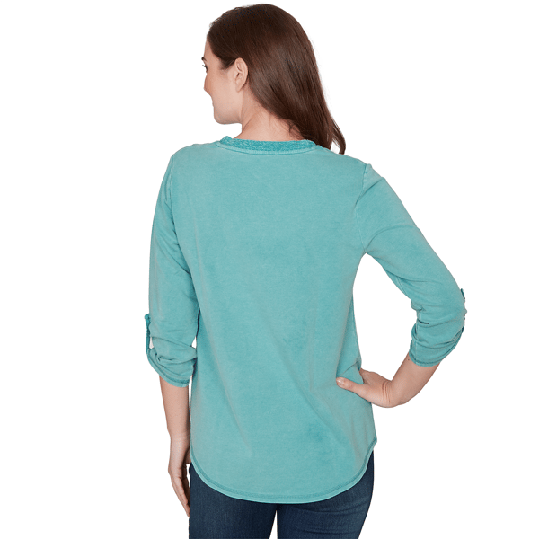 Womens Ruby Rd. Renaissance Romance 3/4 Sleeve V Neck Tee