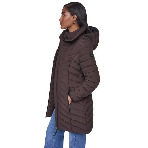 Womens DKNY Stretch Down & Puffer Coat with Bib