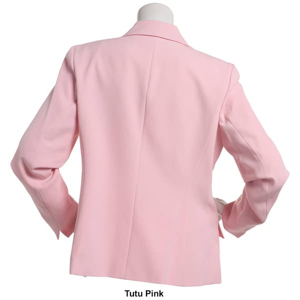 Womens Kasper One Button Stretch Crepe Collar Jacket