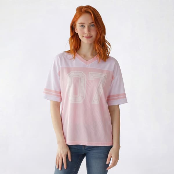 Juniors Derek Heart Mesh Oversized Boxy Football Tee - image 