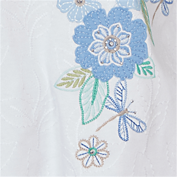 Petite Alfred Dunner Caribbean Blues Dragonfly Floral Blouse