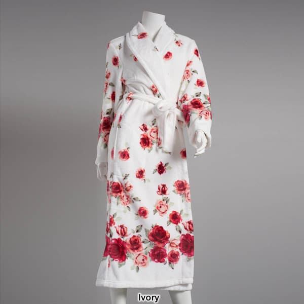 Womens Jasmine Rose Floral Border Shawl Robe
