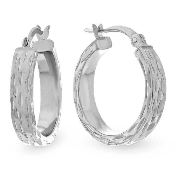 Forever New Sterling Silver Diamond Cut Hoop Earrings