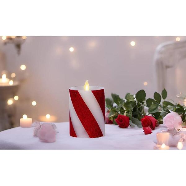 Luminara 3x4.5 Candy Cane Wide Stripe Pillar Candle - image 
