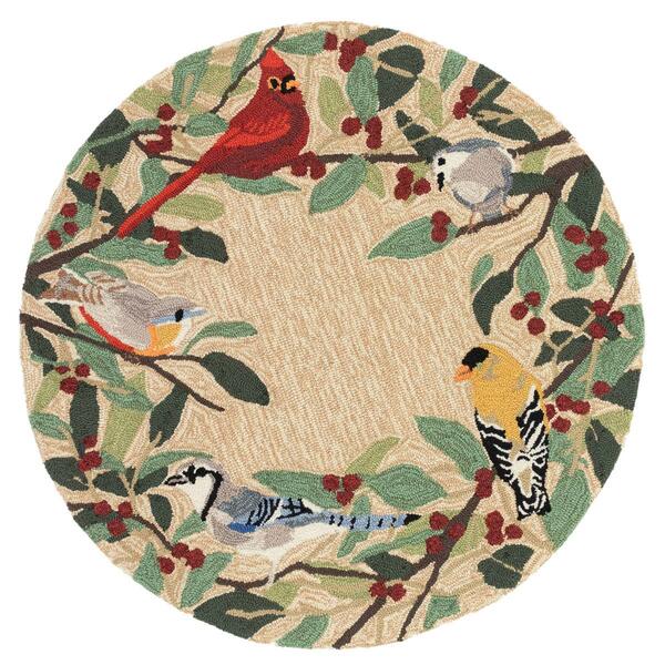 Liora Manne Front Porch Bird Border Indoor/Outdoor Round Rug - image 