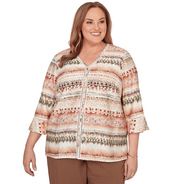 Plus Size Alfred Dunner Spice Market 3/4 Flounce Sleeve Blouse - image 