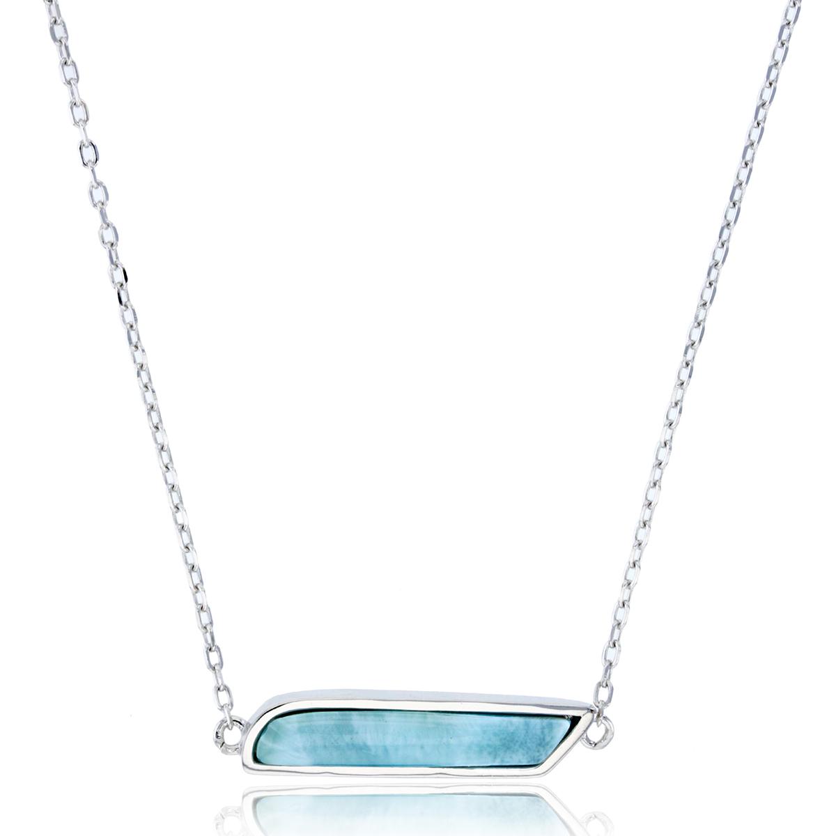 Gemstone Classics™ Silver & Larimar Bar Pendant Necklace