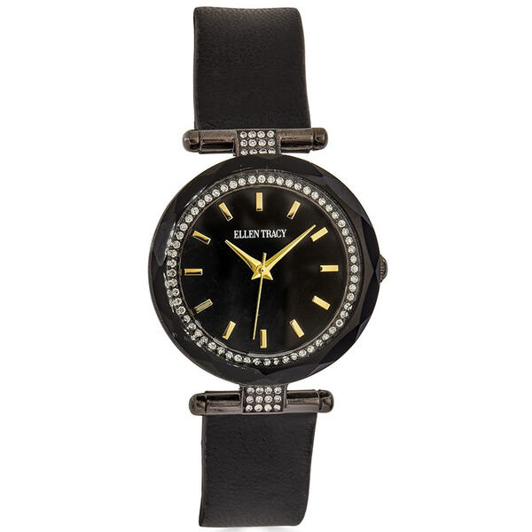 Womens Ellen Tracy Gunmetal Faceted Bezel Watch - ET5424GU - image 