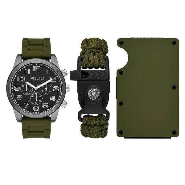 Mens Folio Gunmetal Watch Bracelet & Card Holder Set - FMDFL6048 - image 