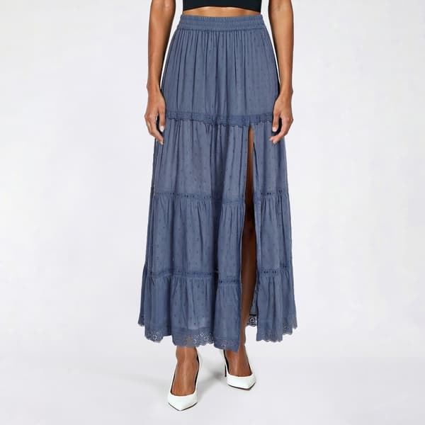 Juniors Angie High Slit Tier Eyelet Maxi Skirt