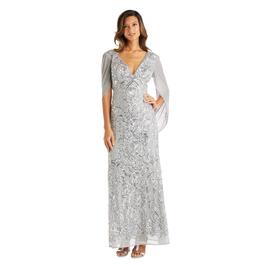 Womens R&amp;M Richards Beaded Lace Gown