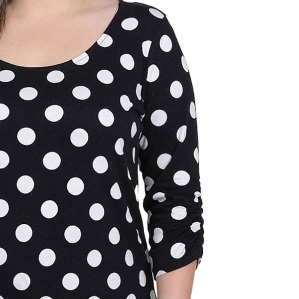 Plus Size NY Collection 3/4 Ruch Sleeve Dot Hacci Blouse