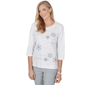 Womens Alfred Dunner Vail Pearl Snowflake Embroidered Blouse - image 3