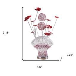HomeRoots 22in. Acrylic Red Rose Bedside Table Lamp