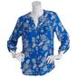 Womens Notations 3/4 Sleeve Button Front Blue Shell No Collar Top - image 1