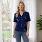 Womens Nicole Miller Ruffle Sleeve V-Neck Embroidered Blouse - image 1