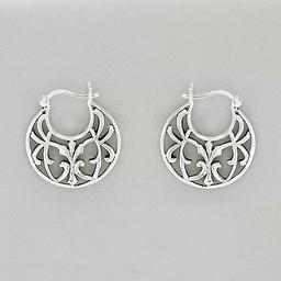 Marsala Antique Fine Silver Plated Openwork Hoop Earrings
