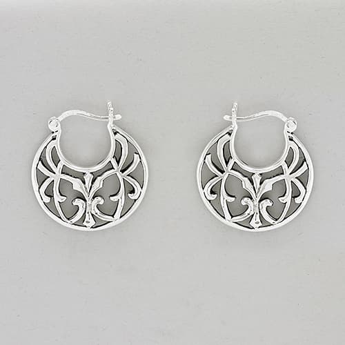 Marsala Antique Fine Silver Plated Openwork Hoop Earrings - image 