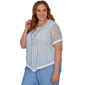 Plus Size Alfred Dunner Caribbean Blues Textured Stripe Blouse - image 3