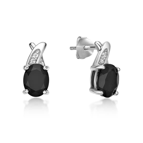 Gemminded Sterling Silver Black Onyx & White Sapphire Earrings