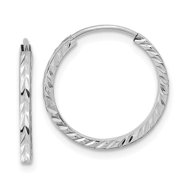 Gold Classics&#40;tm&#41; 14k White Diamond 17mm. Cut Hoop Earrings - image 