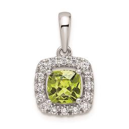 Pure Fire 14kt. White Gold Lab Peridot Halo Pendant