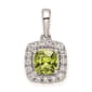 Pure Fire 14kt. White Gold Lab Peridot Halo Pendant - image 1