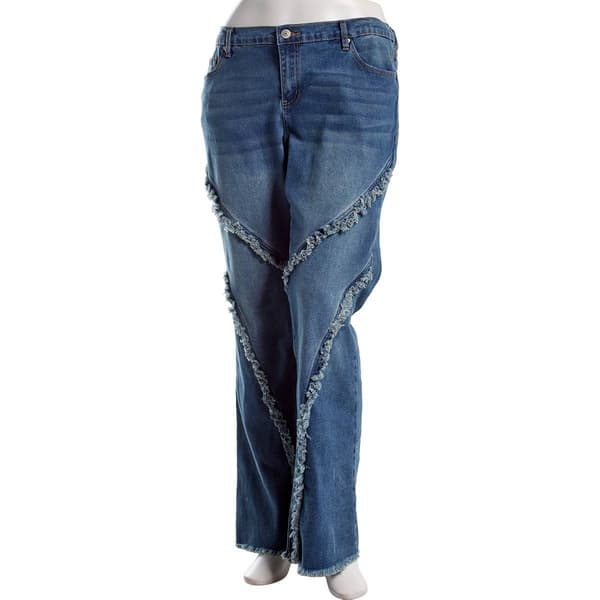 Juniors Plus Madden Girl Mid Rise Bootcut Fray Front Jeans