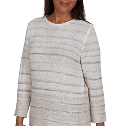 Petite Alfred Dunner Regent Street Sequin Stripe Sweater