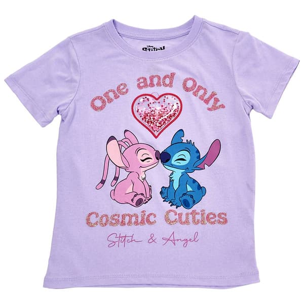 Girls (7-16) Disney Stitch & Angel Confetti Bubble Tee