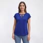 Womens Love Scarlet Cap Sleeve Crisscross Keyhole Neck Blouse - image 1