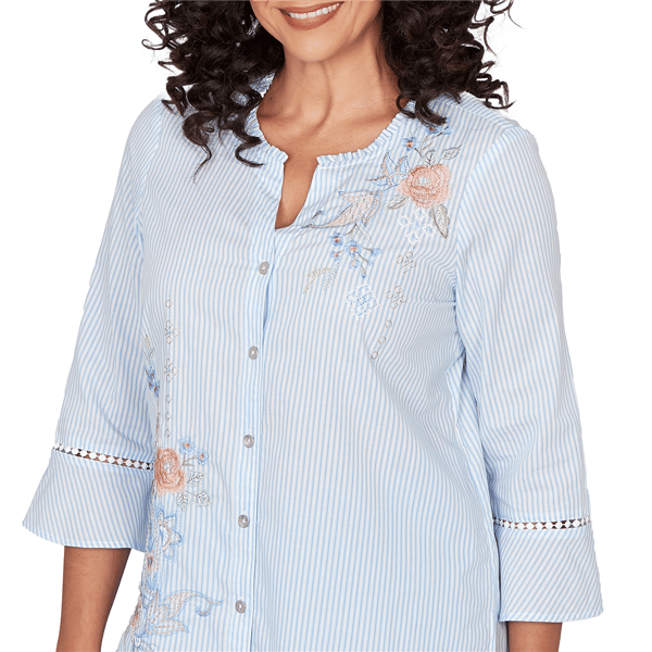 Womens Alfred Dunner St. Augustine Stripe Floral Blouse