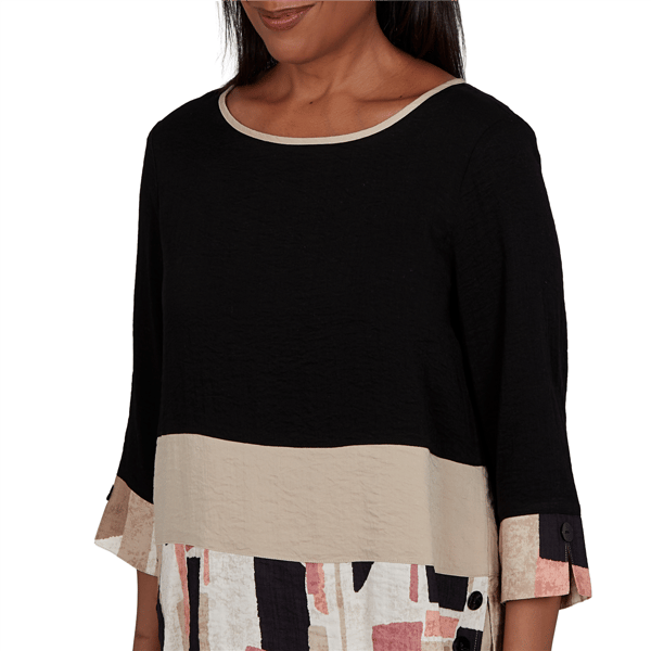 Womens Alfred Dunner Travel Advisory Spliced Patchwork Blouse