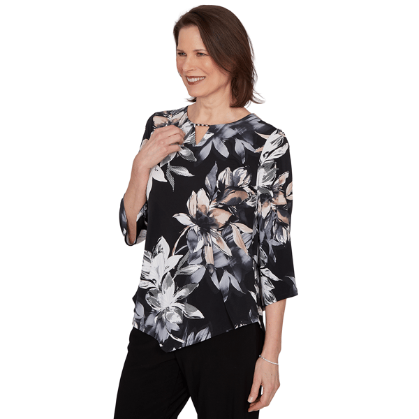 Petite Alfred Dunner Classics 3/4 Sleeve Floral Blouse