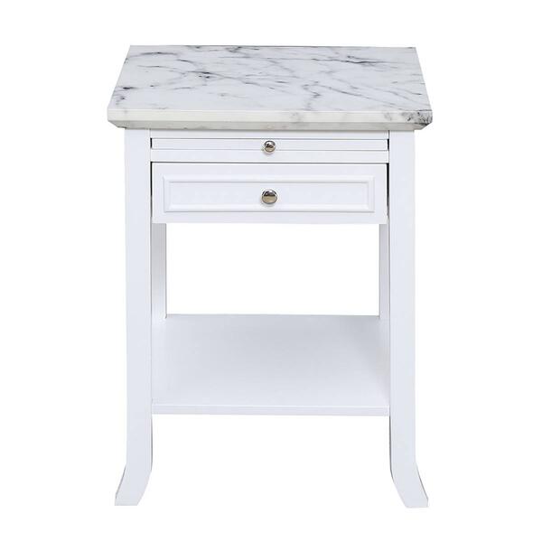Convenience Concepts American Heritage Marble End Table - White