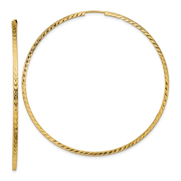 Gold Classics&#40;tm&#41; 59mm. 14kt Diamond Cut Square Tube Earrings - image 