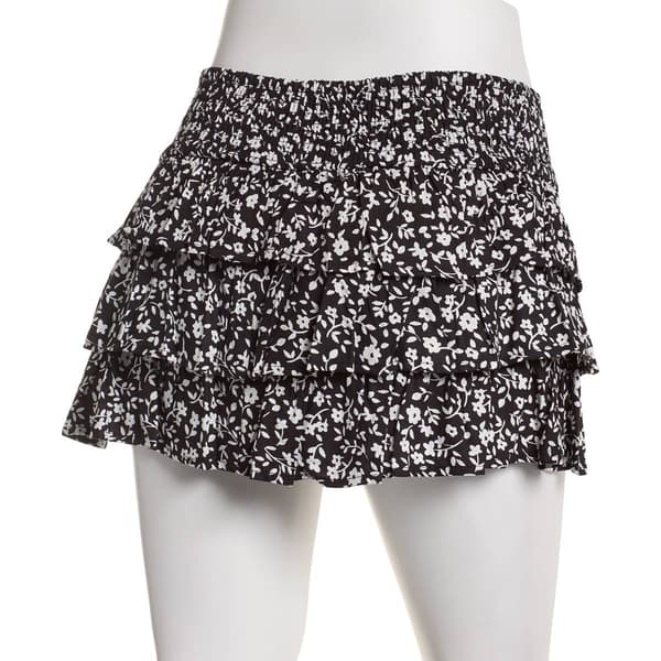 Juniors Derek Heart Challis Ruffle Smock Waist Skort