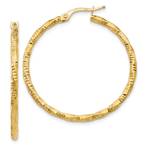 Gold Classics(tm) 14kt. Polished & Textured Hoop Earrings - image 
