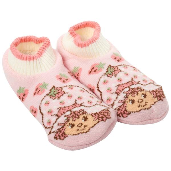 Womens Fuzzy Babba Single Cuff Strawberry Shortcake Slipper Socks - image 