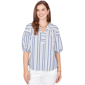 Womens Ruby Rd. French Riviera Elbow Puff Sleeve Stripe Blouse - image 1