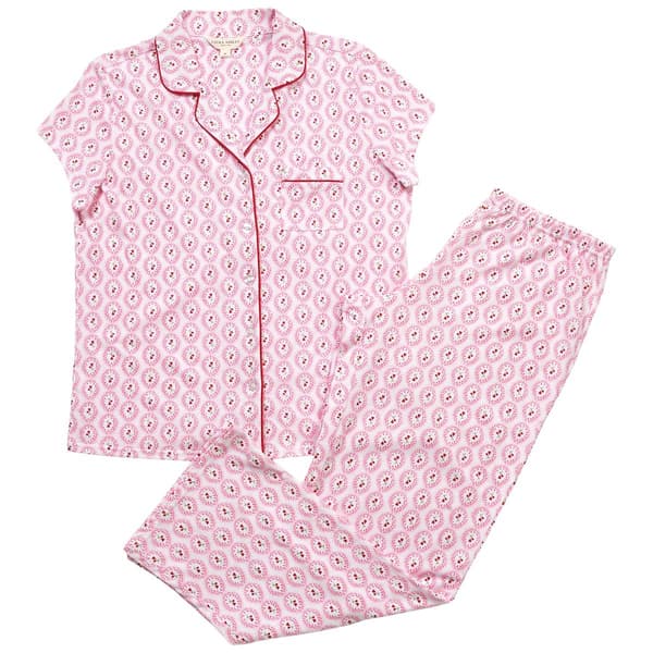 Womens Laura Ashley Short Sleeve Heartbud Foulard Pajama Set