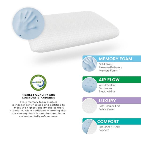 Bodipedic&#8482; Gel Support Conventional Memory Foam Bed Pillow