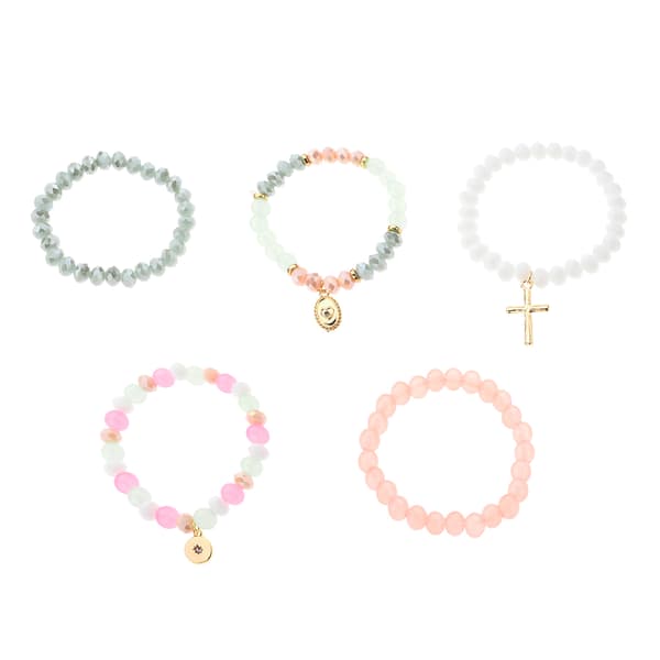 Ashley Cooper(tm) 5pk. Multi Color Beaded Stretch Bracelets - image 