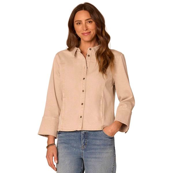 Womens Democracy 3/4 French Cuff Sleeve Button Down Flap Pocket