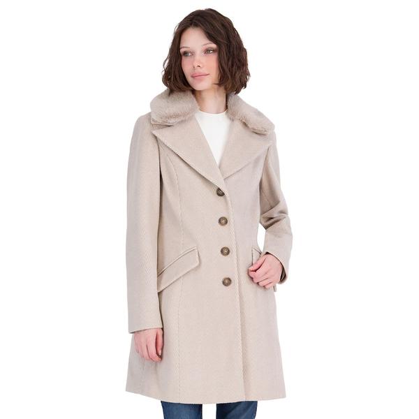 Womens Sage Collective Single Breasted Herringbone Faux Wool Coat