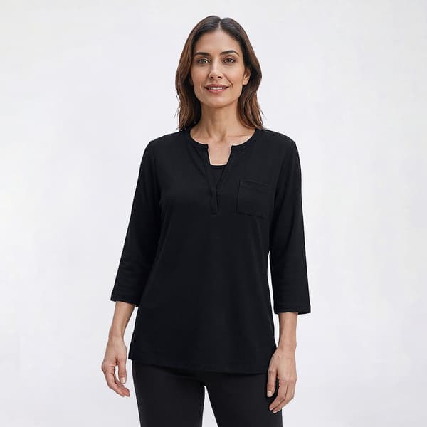 Womens Hasting & Smith 3/4 Sleeve Banded Two In One Tee