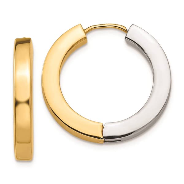 Gold Classics(tm) 14kt. Two-Tone Gold Polished Hoop Earrings - image 