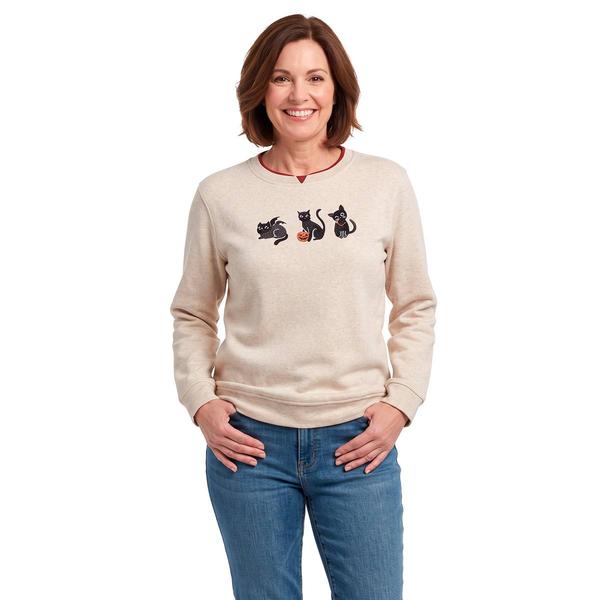 Petite Hasting & Smith Black Cat Trio Fleece Sweatshirt