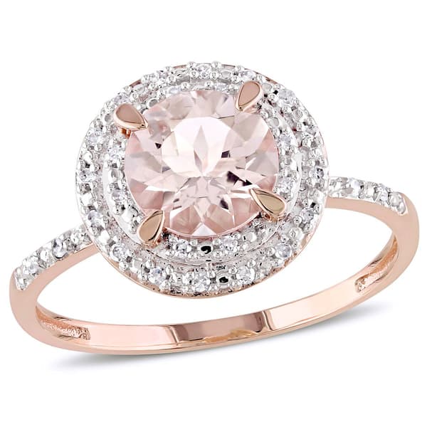 Gemstone Classics&#40;tm&#41; 10kt. Rose Gold Double Halo Ring - image 