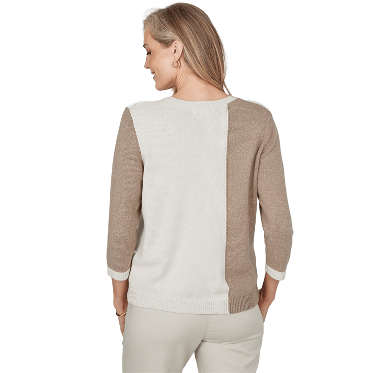 Womens Alfred Dunner Sunset Ridge 3/4 Sleeve Color Block Sweater